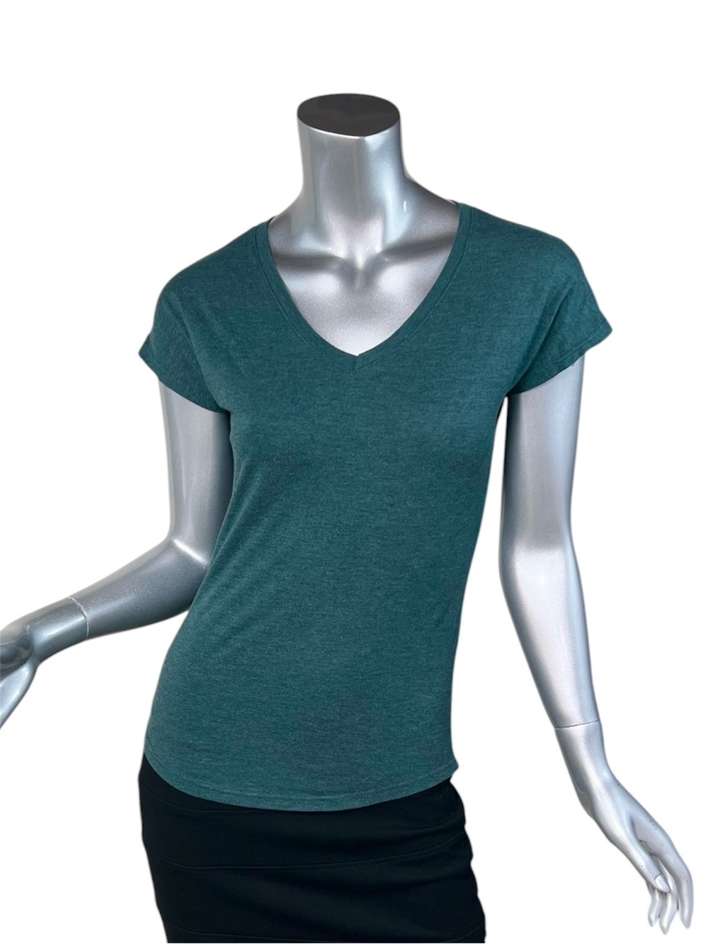 Anvil Tri Blend Women’s XS Dark Teal Blue Green Tee V Neck T Shirt